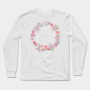 Image: Watercolor, Flower wreath Long Sleeve T-Shirt